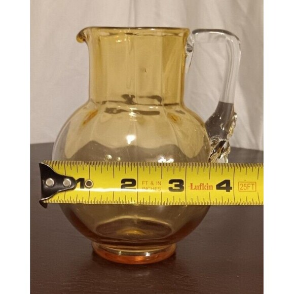 Vintage Amber Glass Cream Pitcher 5.75" Mid-Century - Picture 8 of 8